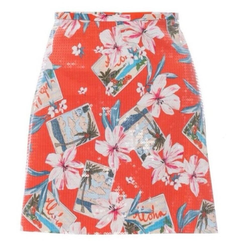 NWT Le Superbe Postcard Mini Skirt in Red Aloha